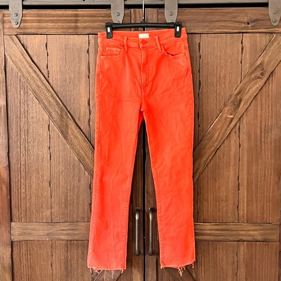 Mother The Swooner Rascal Ankle Fray Flame Scarlet Size 28 - Picture 3 of 10